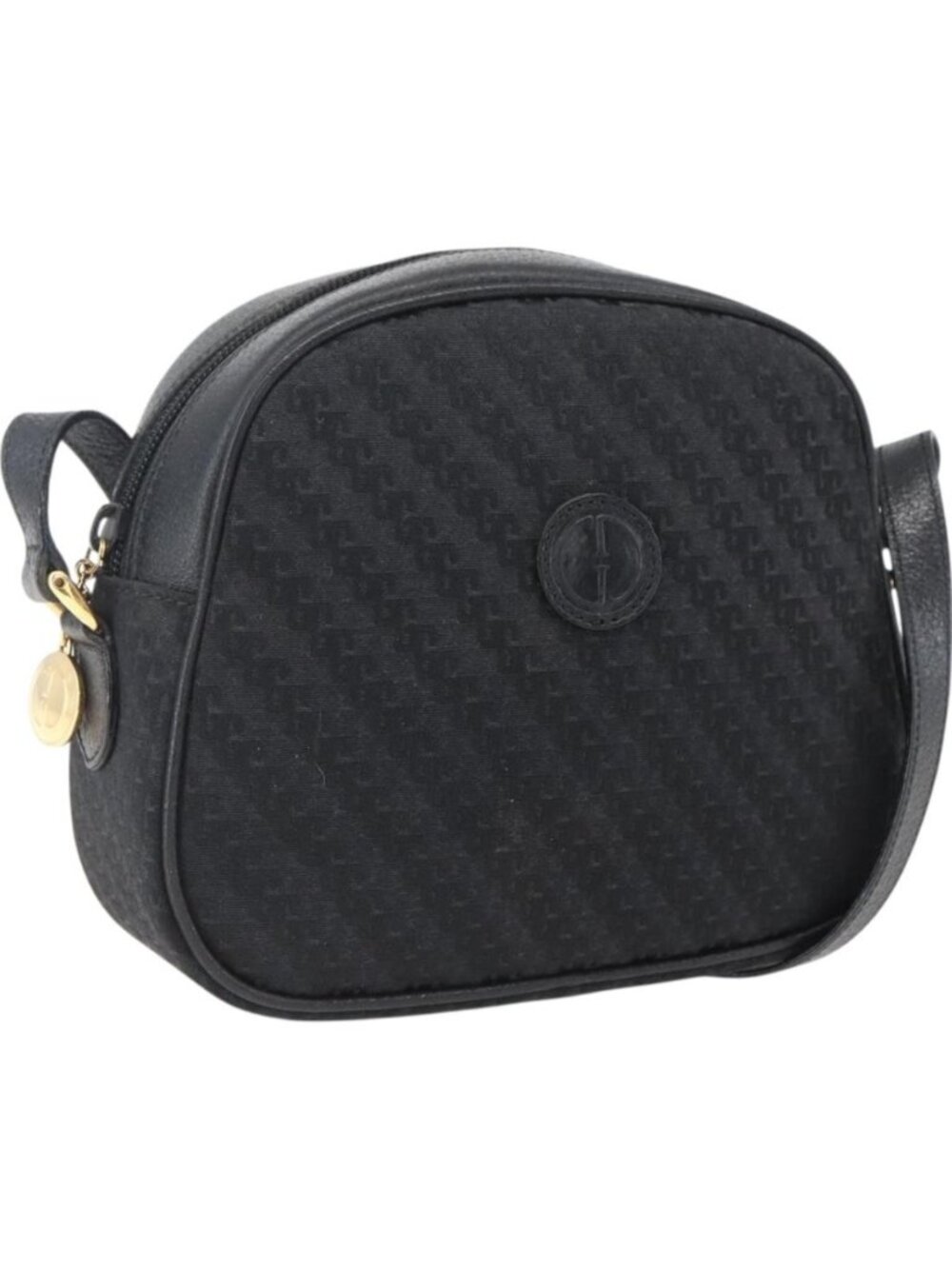GUCCI Shoulder Bag Canvas Leather Black Gold 007 115 0175